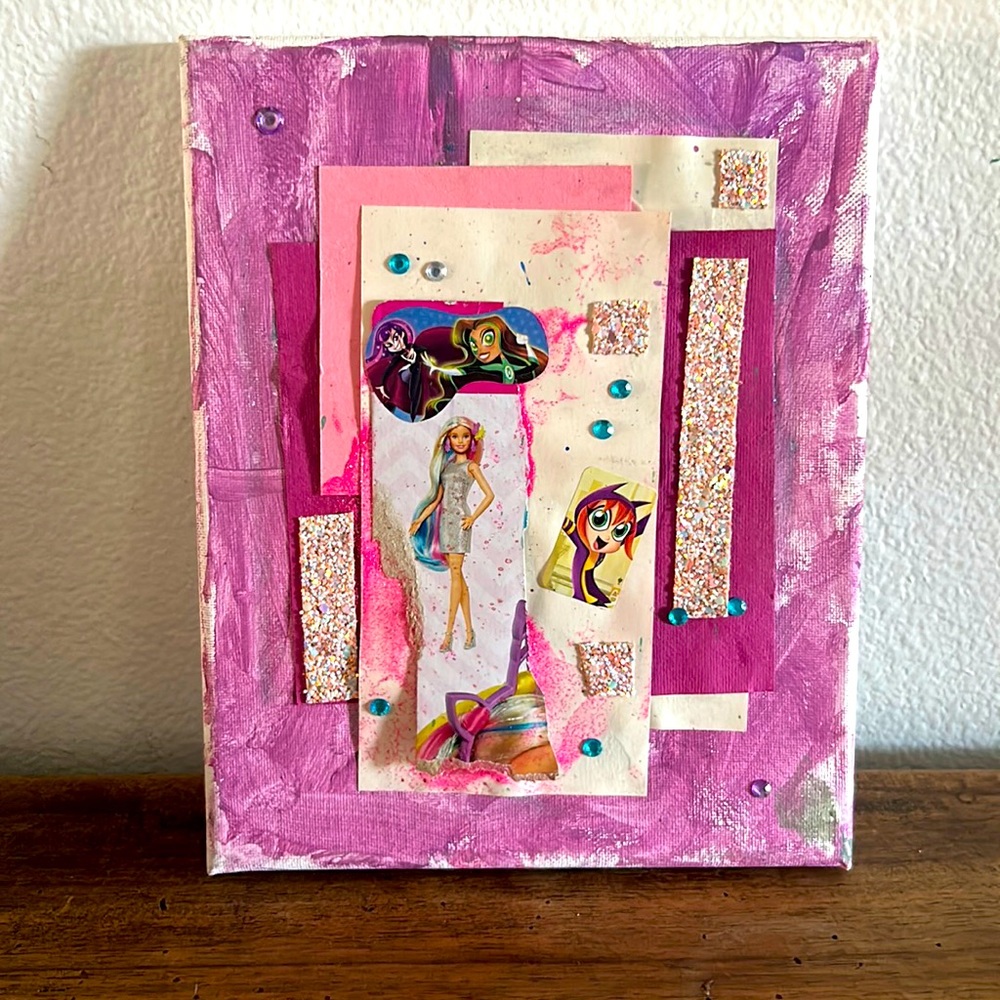 Barbie Collage art by Kacie Fairy Artist age 4. Get the digital NFT!!!